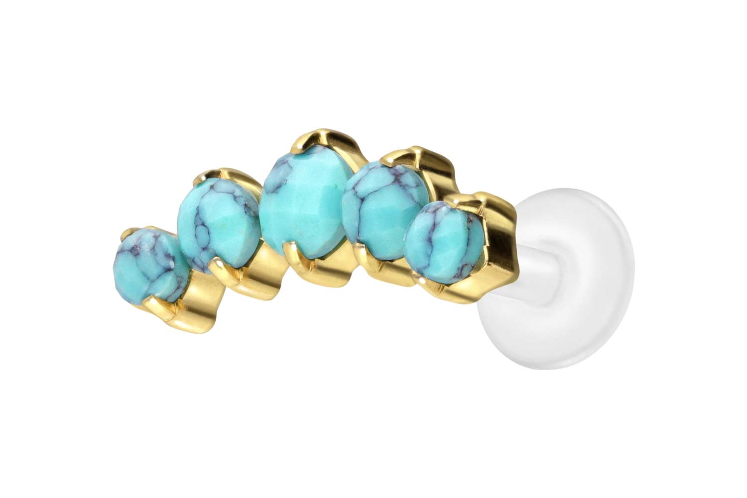 PTFE Labret Piercing mit Innengewinde + Titan-Aufsatz 5 SYNTHETISCHE TÜRKISE